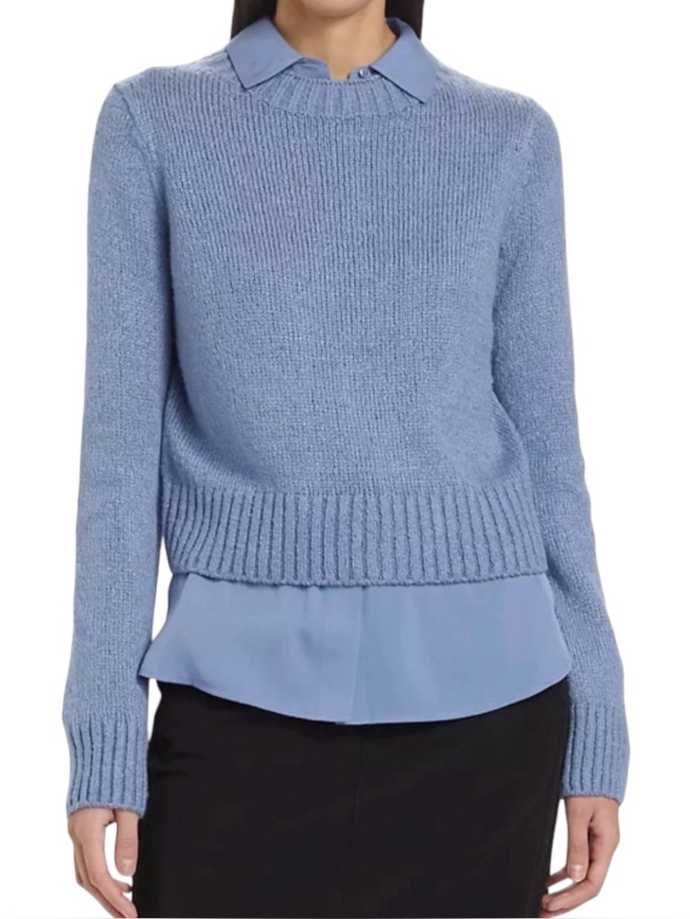 Vince Blue Silk Crewneck Sweater size XS